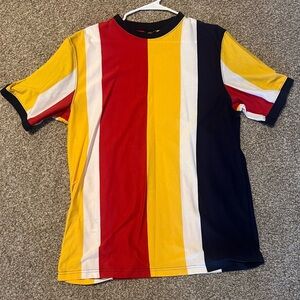 Men’s Color Block Tee Shirt Vertical Stripes
